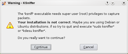KSniffer tell you it can't capture on Debian if you don't start it as root